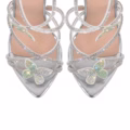 Beautiful Big Size High Heels Stiletto Sandals Rhinestone Butterfly Design Open Toe Shoes