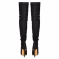 Beautiful Black Pointed Toe Stiletto Big Size Over The Knee Boots