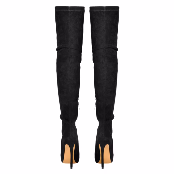 Beautiful Black Pointed Toe Stiletto Big Size Over The Knee Boots