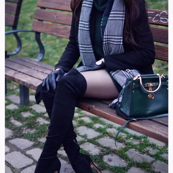 Beautiful Black Pointed Toe Stiletto Big Size Over The Knee Boots