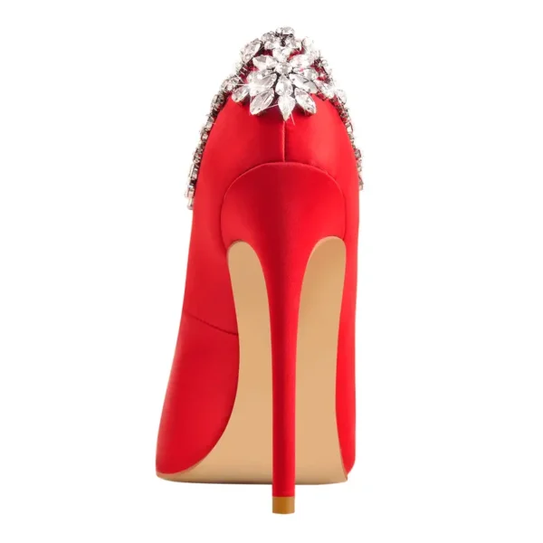 Beautiful Red Stiletto Pointed Toe Heels With Rhinestone Design Beautiful Red Stiletto Pointed Toe Heels With Rhinestone Design