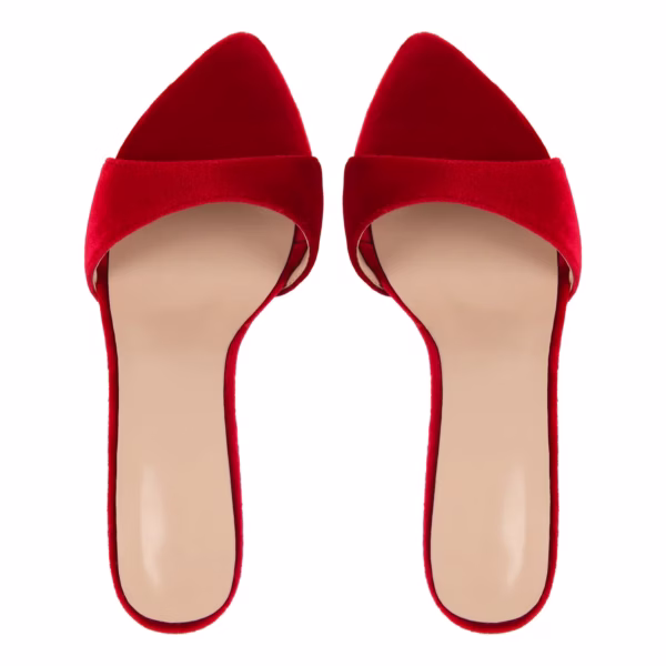 Big Size High Heels For Men Red Velvet Look Stiletto High Heel Mules Open Toe