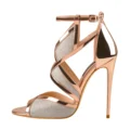 Big Size Stiletto Shoes Gold High Heel Sandals With Unique Cut-out Design