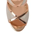 Big Size Stiletto Shoes Gold High Heel Sandals With Unique Cut-out Design