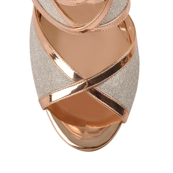 Big Size Stiletto Shoes Gold High Heel Sandals With Unique Cut-out Design