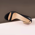 Black Big Size Open Toe Stiletto Heels With Side Cut Out