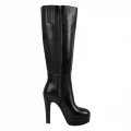 Black Platform Knee High Heel Boots Big Size