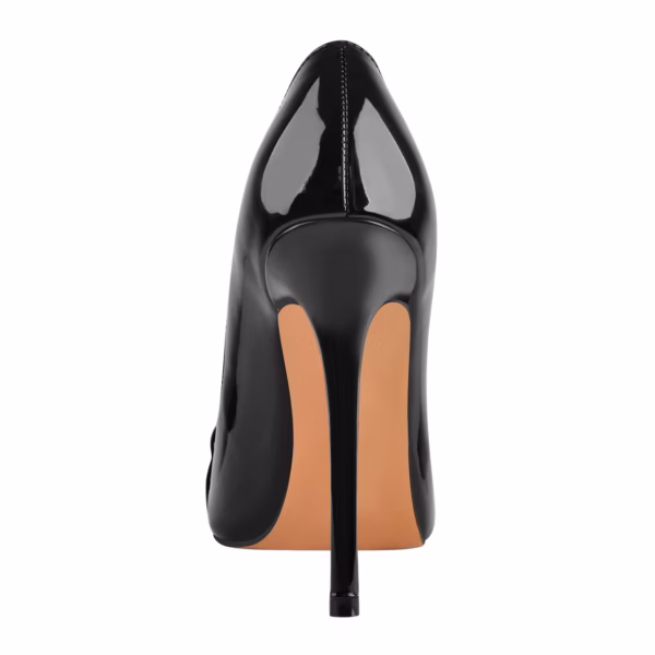 Black Pointed Toe Court Shoes Stiletto Pumps With Chain Design Big Size Heels For Men