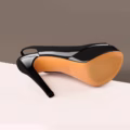 Classic Black Platform Peep Toe Slingbacks Big Size High Heel Stiletto Shoes For Men