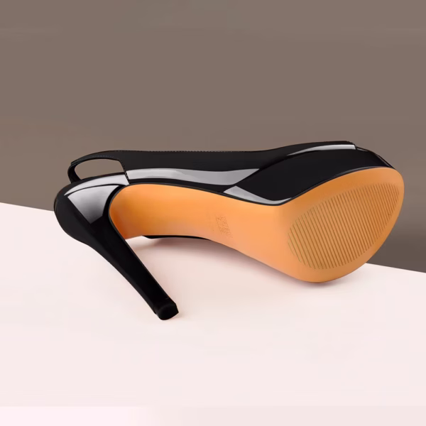 Classic Black Platform Peep Toe Slingbacks Big Size High Heel Stiletto Shoes For Men
