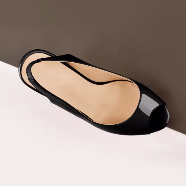 Classic Black Platform Peep Toe Slingbacks Big Size High Heel Stiletto Shoes For Men