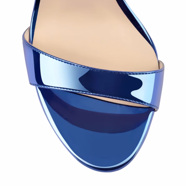 Gorgeous Electric Blue Double Buckle Ankle Strap Stiletto Platform Heels For Men Big Size Gorgeous Electric Blue Double Buckle Ankle Strap Stiletto Platform Heels For Men Big Size