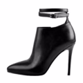 Matte Black Plus Size High Heel Ankle Boots With Ankle Strap And Inside Zipper