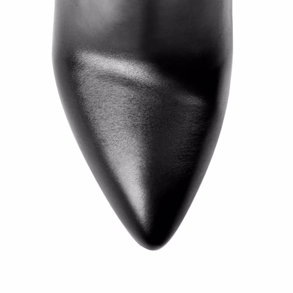 Matte Black Plus Size High Heel Ankle Boots With Ankle Strap And Inside Zipper
