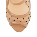 Mesh Polka Dot Mary Jane Pumps Stiletto Platform Plus Size High Heels
