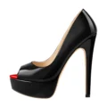 Sexy Black/Red Peep Toe Platform Big Size Heels For Men