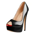 Sexy Black/Red Peep Toe Platform Big Size Heels For Men